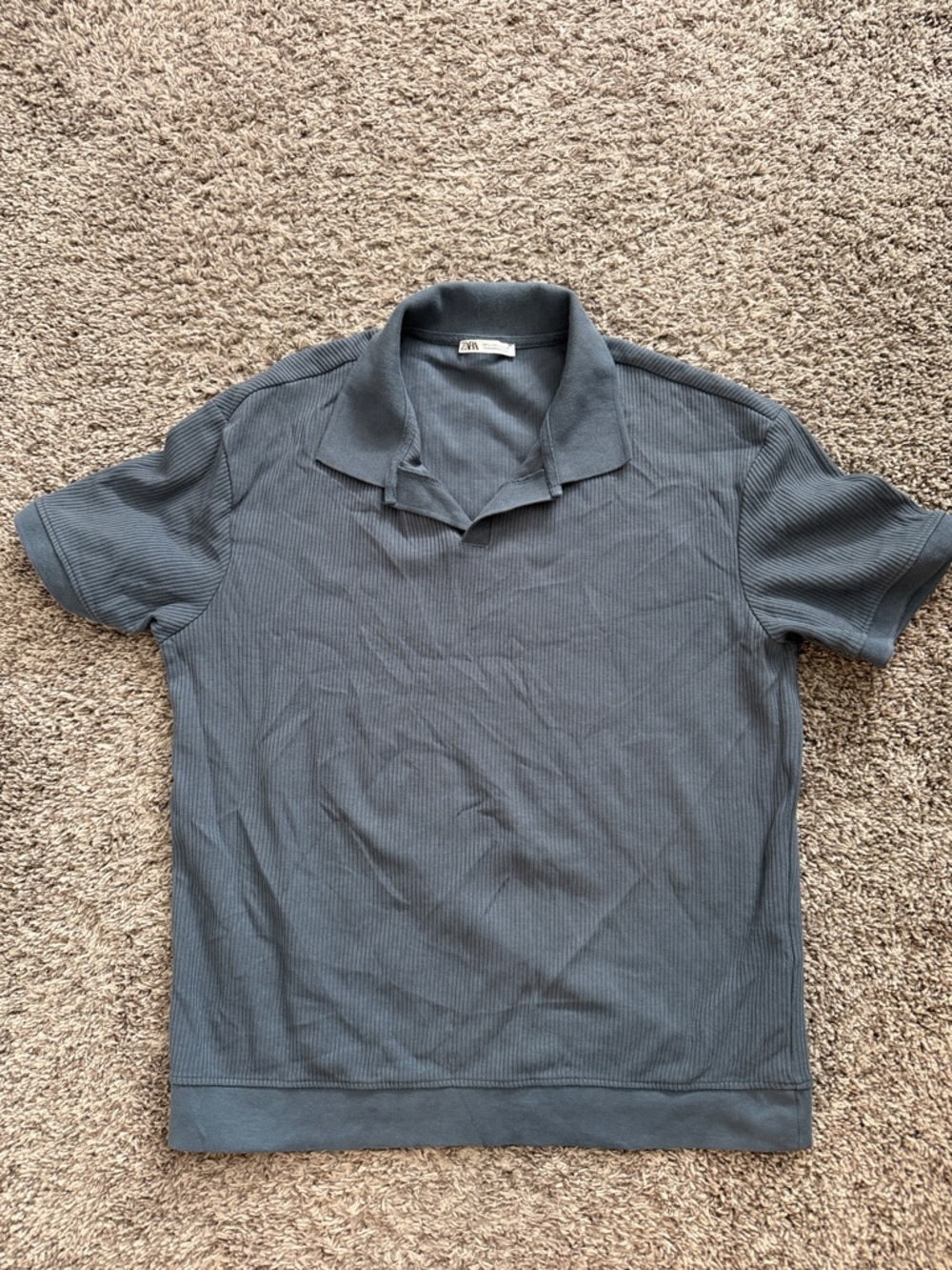 Zara Men's Short-Sleeve Polo - Slate Gray Blue